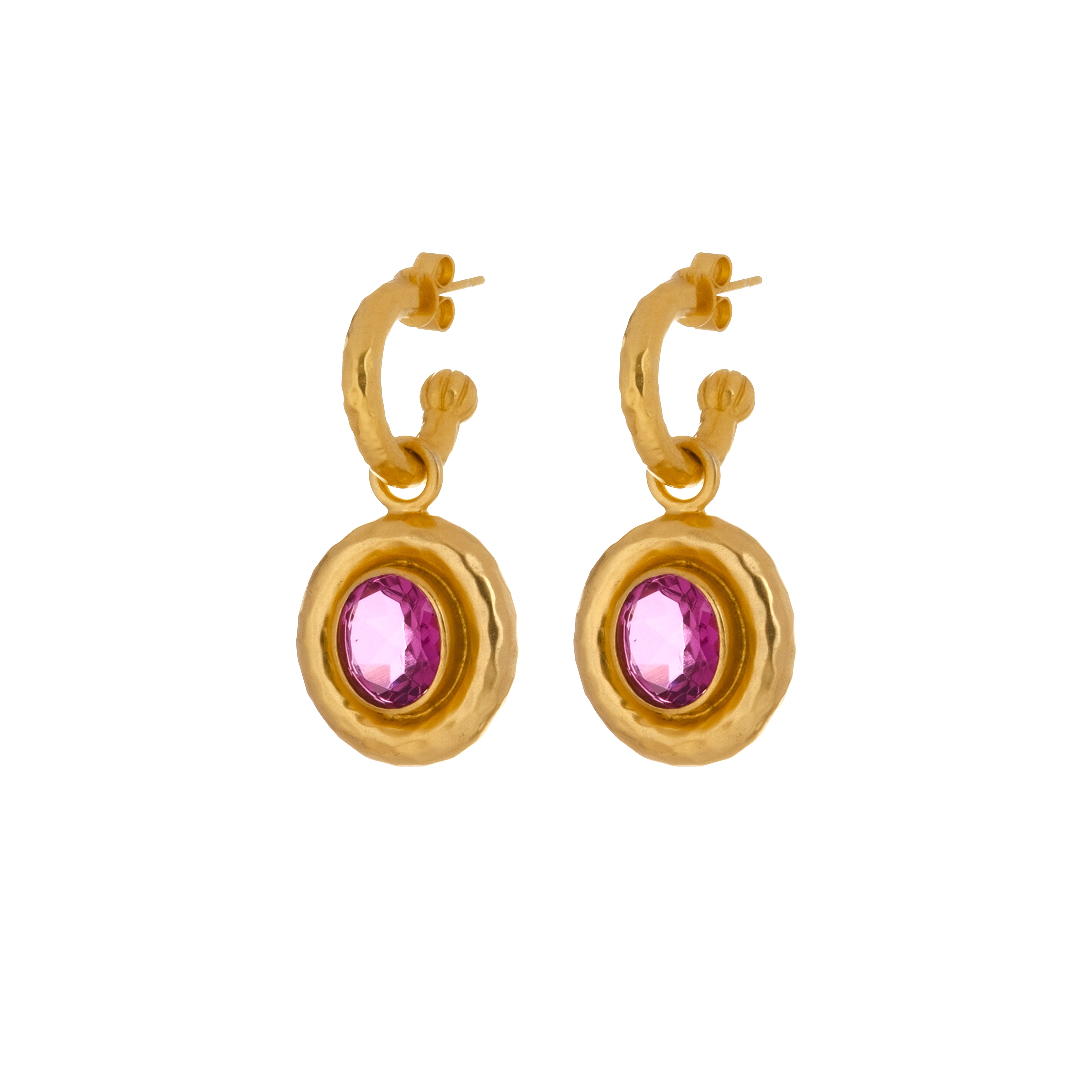 Hot Pink Stone Gold Earrings - Etsy
